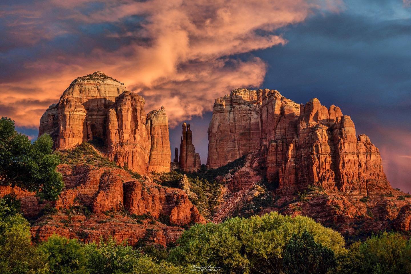 Sunset over the red rocks in Sedona, Arizona.